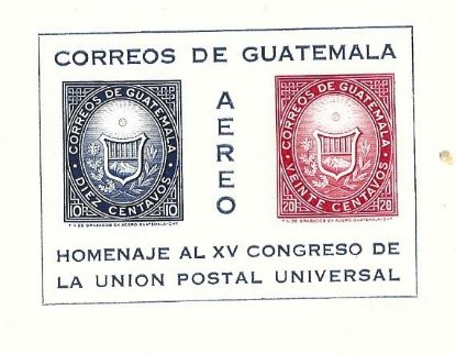 Imagen de HOJITA ESTAMPILLA GUATEMALA CONGRESO UPU 1964 