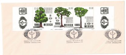 Imagen de SOBRE PRIMER DIA EMISION ESTAMPILLAS MEXICANAS CONGRESO FORESTAL EMITIDAS EN 1985 EN SE TENANT 