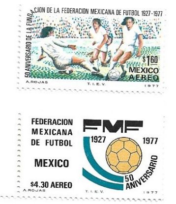 Imagen de ESTAMPILLA 50 AÑOS FEDERACION MEXICANA DE FUTBOL 1977 NUEVAS