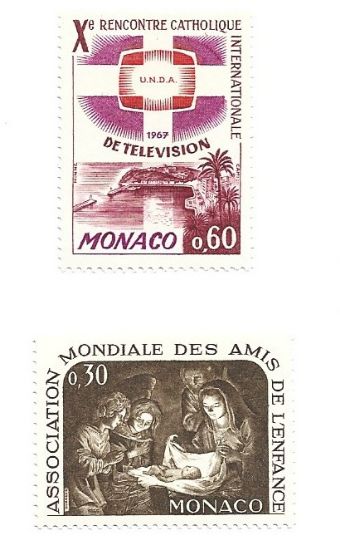 Imagen de ESTAMPILLAS DE MONACO ENCUENTRO CATOLICO Y ASOCIACION PRO INFANCIA NUEVAS 1967
