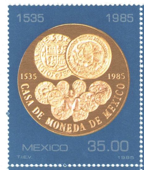 Imagen de ESTAMPILLA HOMENAJE A LA CASA DE MONEDA DE MEXICO 1985  NUEVA