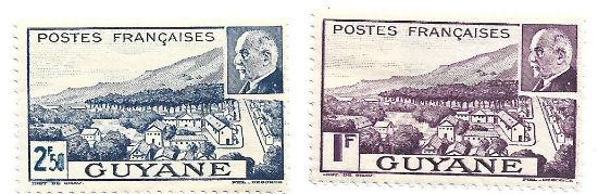 Imagen de ESTAMPILLAS DE LA GUYANA FRANCESA DE 1941 CON LA IMAGEN DEL GENERAL PETAIN 