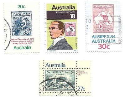 Imagen de AUSTRALIA ESTAMPILLAS USADAS EXP FILATELICA AUSIPEX , SEMANA DE LA ESTAMPILLA 1978 A 1984 USADAS