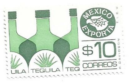 Imagen de ESTAMPILLA SERIE MEXICO EXPORTA $10 TEQUILA VERDE OLIVO 8VA SERIE NUEVA