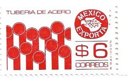Imagen de ESTAMPILLA SERIE MEXICO EXPORTA $6 TUBERIA NARANJA SEXTA SERIE NUEVA