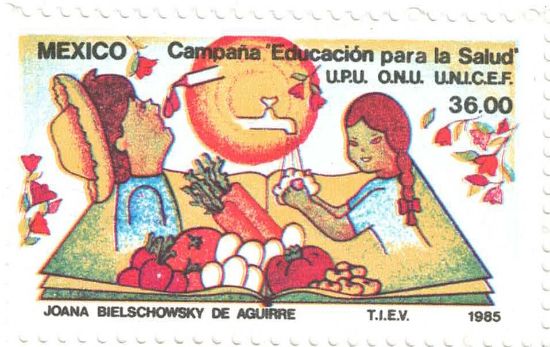 Imagen de ESTAMPILLA MEXICANA EDUCACION PARA LA SALUD VACUNACION 1985 NUEVA