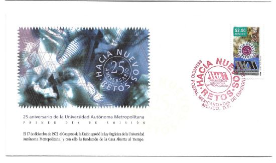 Imagen de SOBRE PRIMER DIA DE EMISION MEXICO 25 AÑOS UNIVERSIDAD METROPOLITANA 1999