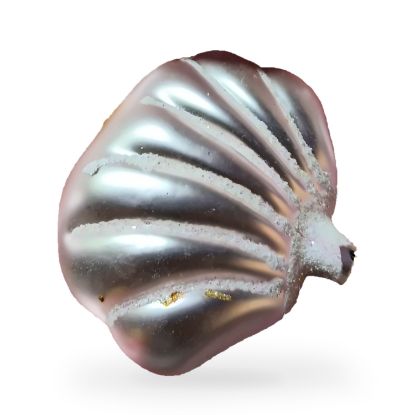 Imagen de Adorno de vidrio en forma de concha rosa metálico