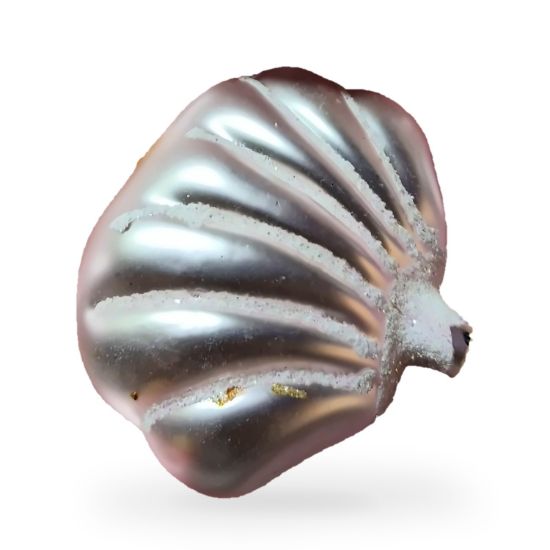 Imagen de Adorno de vidrio en forma de concha rosa metálico