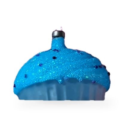 Imagen de Docena de adornos de cupcake escarchado azul