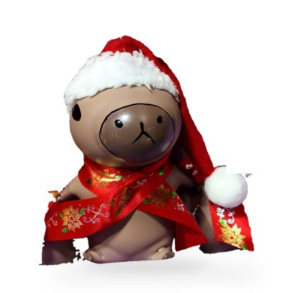 Imagen de Capibara navideño con gorro y bufanda roja