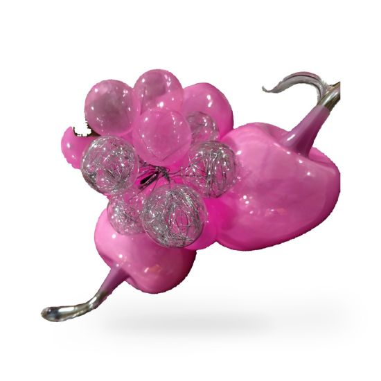 Imagen de Juego de 2 manzanas de vidrio rosa con racimo de uvas
