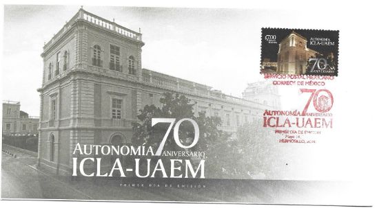 Imagen de SOBRE PRIMER DIA EMISION ESTAMPILLA 70 ANIVERSARIO AUTONOMIA ICLA UAEM 2014