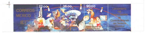 Imagen de ESTAMPILLAS DEL LANZAMIENTO DE PRIMER SATELITE MORELOS SE TENANT 1985 NUEVAS