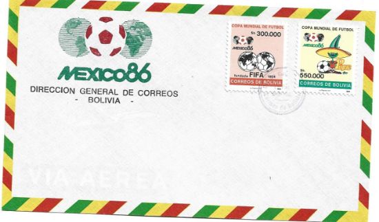 Imagen de SOBRE PRIMER DIA EMISION DE BOLIVIA MUNDIAL DE FUTBOL MEXICO 1986 