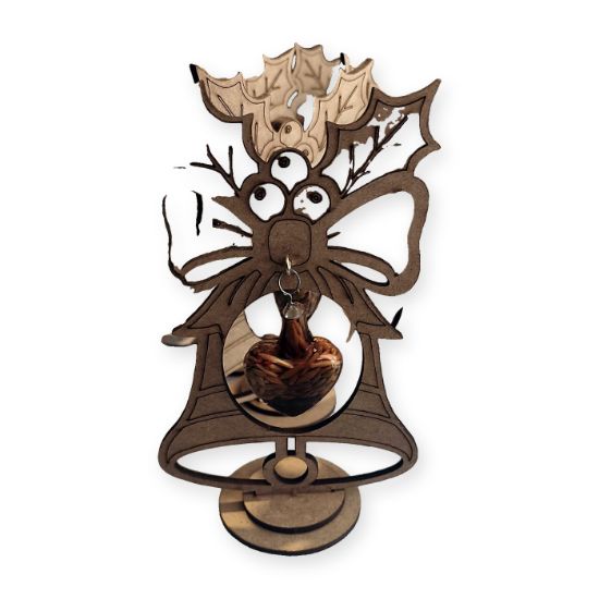 Imagen de Campana de madera calada con esfera de vidrio (pequeña)