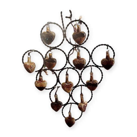 Imagen de Árbol de aros con 12 corazones de vidrio